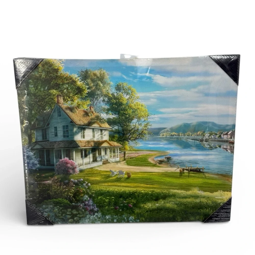 Vintage Harbor & Riverside Estate 16x20 Light-Up Canvas Battery-Operated Art